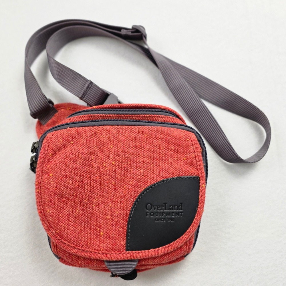 Overland Equipment Red Orange Textured Crossbody Travel Organizer Bag